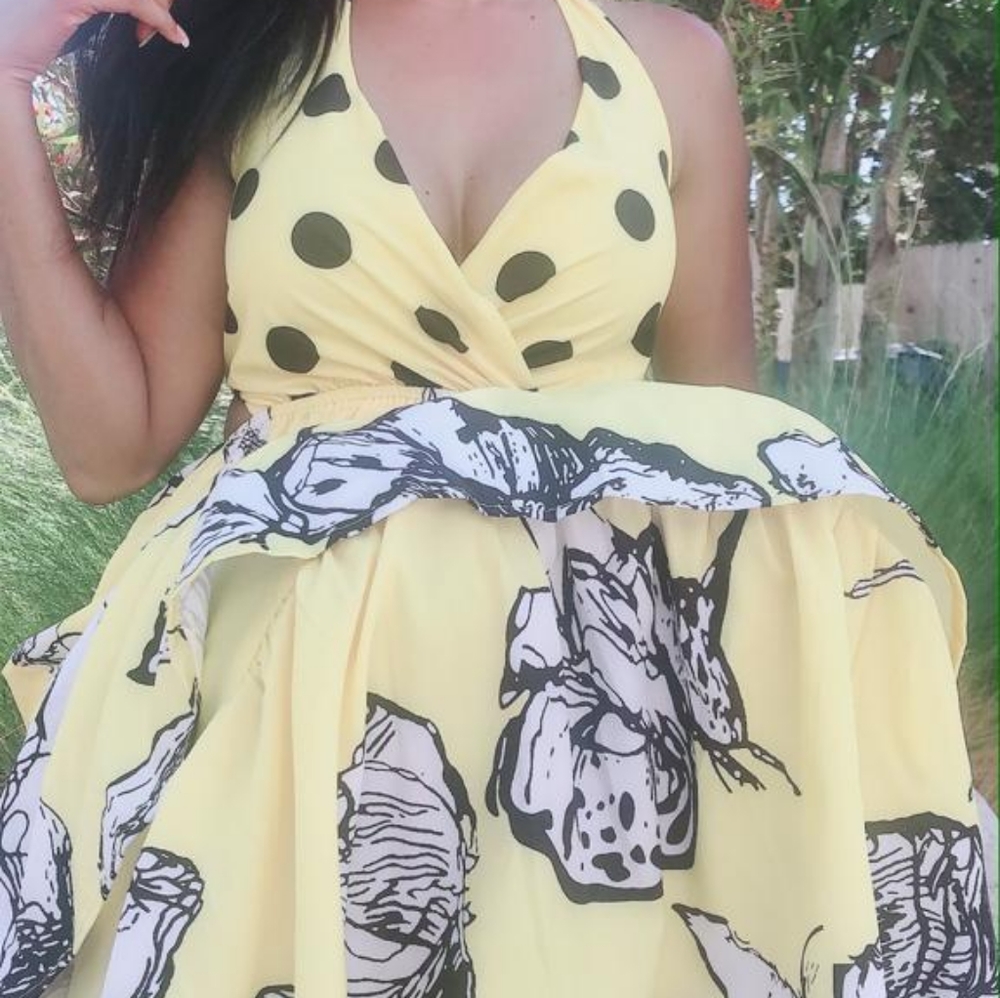 Maxi polka flower dress
